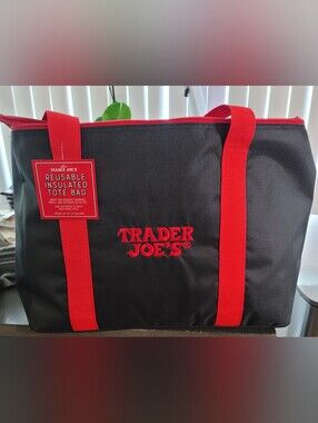 Trader Joe's Red and Black Insulated Tote Bag - Trader Joe's